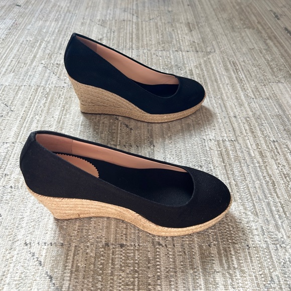 NIB!! J. Crew Black and Tan Espadrille Wedges 6 - Picture 6 of 8